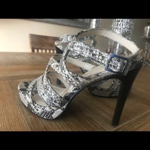 Calvin Klein python strappy heel shoe. 8